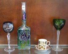 GOBLETS, VASE, CUP AND SAUCER