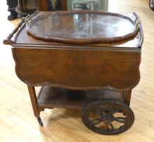 WALNUT DROP-LEAF TEA WAGON