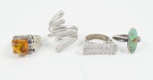 4 STERLING SILVER RINGS
