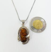 AMBER PENDANT ON CHAIN