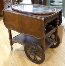 WALNUT DROP-LEAF TEA WAGON