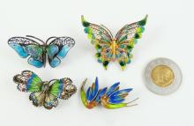 4 CONTINENTAL SILVER BROOCHES