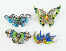4 CONTINENTAL SILVER BROOCHES