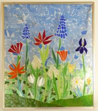 TWO STAINED GLASS WINDOW PANELS