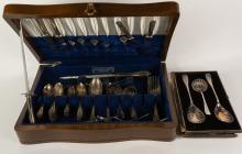 ASSORTED SILVERPLATE FLATWARE AND SERVERS