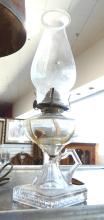 TWO OIL LAMPS AND TABLE LAMP