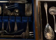 ASSORTED SILVERPLATE FLATWARE AND SERVERS