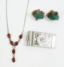 MONEY CLIP, EARRINGS, NECKLACE