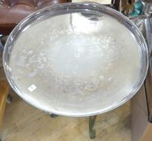 SILVER PLATE TRAY TOP TABLE