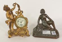 ART NOUVEAU CLOCK AND SCULPTURE