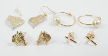 4 PAIRS GOLD EARRINGS