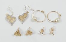 4 PAIRS GOLD EARRINGS