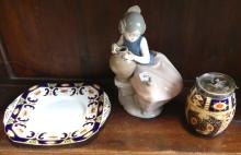 FIGURINE, PLATE AND JAR