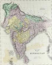 CIRCA 1850 MAP OF HINDUSTAN