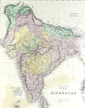 CIRCA 1850 MAP OF HINDUSTAN