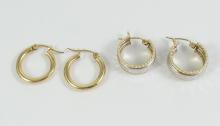 2 PAIRS GOLD EARRINGS