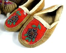 4 PAIRS BEADED MOCCASINS