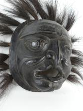 HAND-CARVED BLACK WOOD MASK