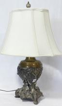 VINTAGE METAL "ELEPHANTS" TABLE LAMP