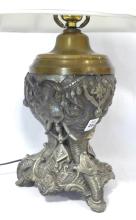 VINTAGE METAL "ELEPHANTS" TABLE LAMP
