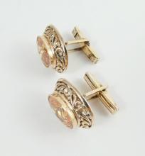 PAIR RUSSIAN GOLD CUFFLINKS