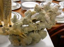 TWO CHINESE CARVINGS AND FIGURINE