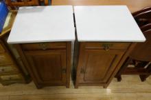PAIR OF MARBLE TOP BEDSIDE COMMODES