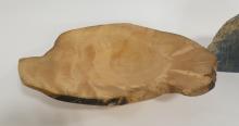 STONE SCULPTURE AND TURNED WOOD BOWL