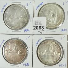 4 CANADIAN SILVER DOLLARS