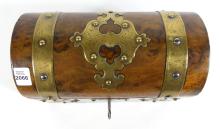 BURLWOOD & BRASS TEA CADDY