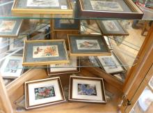 NINE FRAMED SILK WOVEN EMBROIDERIES