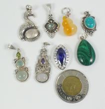 8 STERLING PENDANTS