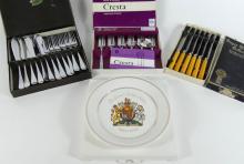 VINTAGE CUTLERY & COMMEMORATIVE PLATE