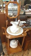 OAK WASHSTAND WITH MIRROR