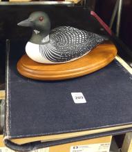 BRITISH STAMPS AND LOON FIGURINE
