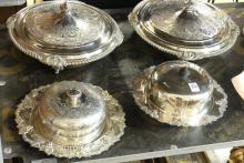 FOUR SILVER PLATE SERVING PIECES