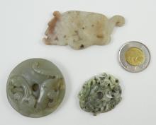 3 CHINESE JADE PENDANTS