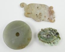 3 CHINESE JADE PENDANTS