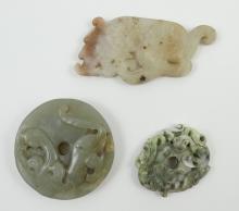 3 CHINESE JADE PENDANTS