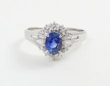 PLATINUM SAPPHIRE & DIAMOND RING