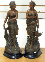 PAIR OF GERMAN SPELTER SCULPTURES