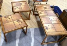 NESTING TEAK TILE-TOP COFFEE TABLE