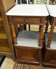 PAIR OF MARBLE TOP NIGHTSTANDS