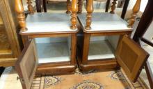 PAIR OF MARBLE TOP NIGHTSTANDS