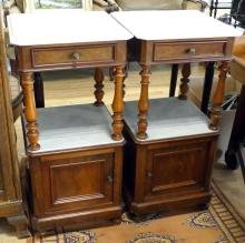 PAIR OF MARBLE TOP NIGHTSTANDS