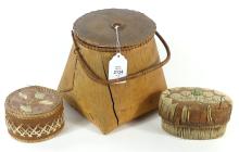 3 BIRCH BARK CONTAINERS