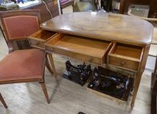 BURL WALNUT WRITING DESK WITH CHAIR