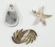 3 MEXICAN STERLING BROOCHES