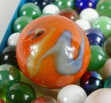VINTAGE MARBLES INCLUDING AKRO AGATE