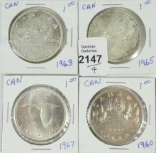 4 CANADIAN SILVER DOLLARS